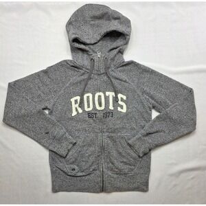 Roots Women's Full Zip Long Sleeve Gray Hoodie W Pockets. Size M